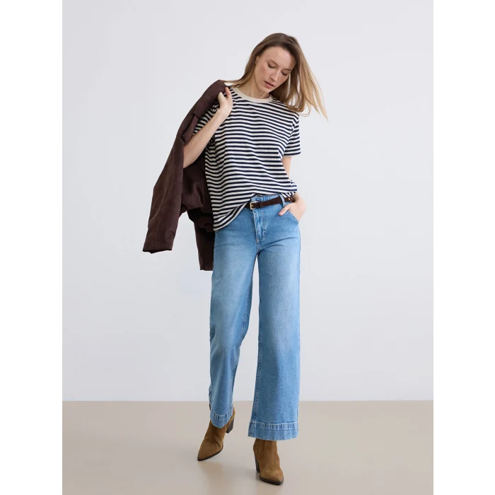 LCW Jeans İndigo Yüksek Bel Wideleg Kadın Jean Pantolon