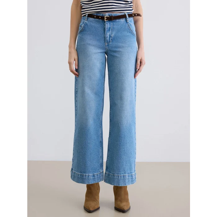 LCW Jeans İndigo Yüksek Bel Wideleg Kadın Jean Pantolon