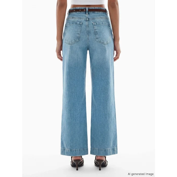 LCW Jeans İndigo Yüksek Bel Wideleg Kadın Jean Pantolon