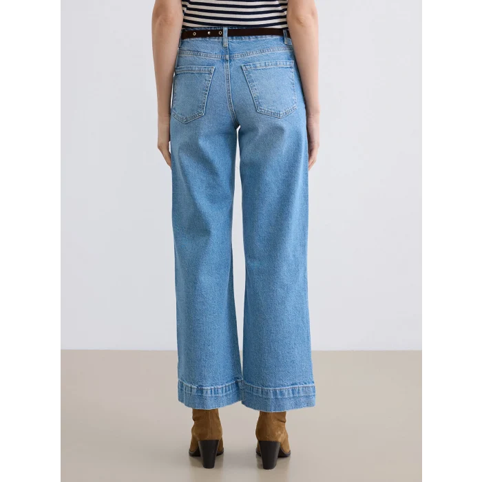 LCW Jeans İndigo Yüksek Bel Wideleg Kadın Jean Pantolon