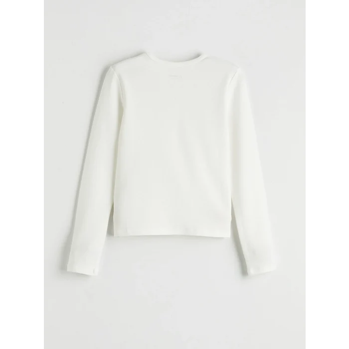 LCW Kids Ekru Bisiklet Yaka Kız Çocuk Basic Tişört