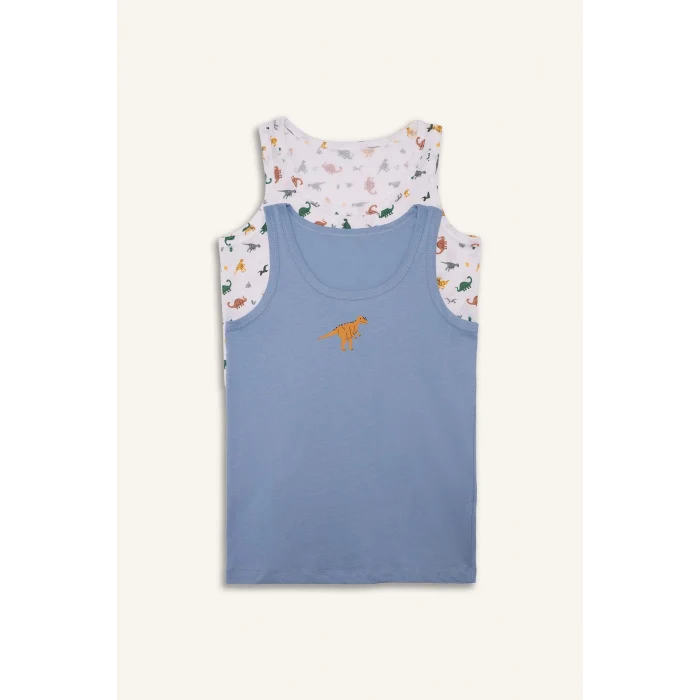 Defacto H0701A8WT34 Beyaz Hayvan Desenli 2li Atlet Erkek Çocuk