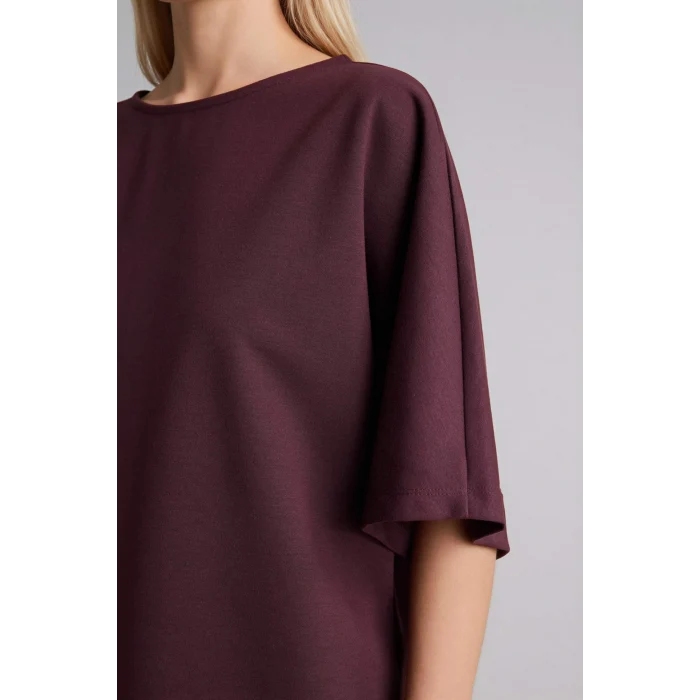 Defacto G9274AXBN277 Bordo Kayık Yaka Yarım Kollu Tişört