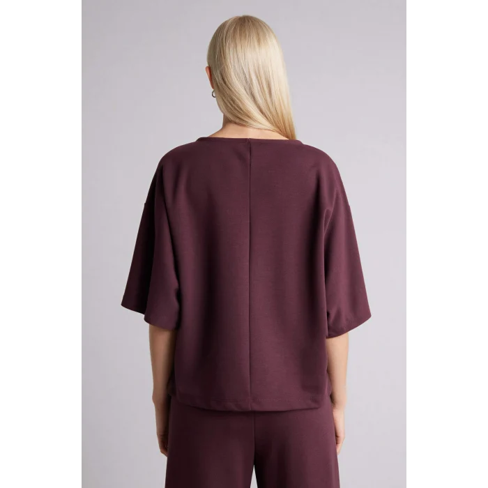 Defacto G9274AXBN277 Bordo Kayık Yaka Yarım Kollu Tişört