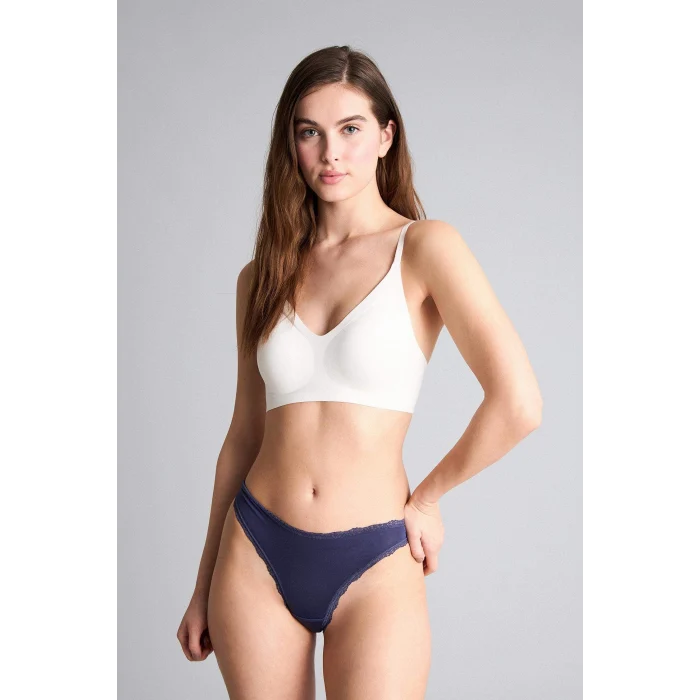 Defacto E4704AXBE570 Mavi Dantel Detaylı Micro 3lü Brazilian Külot