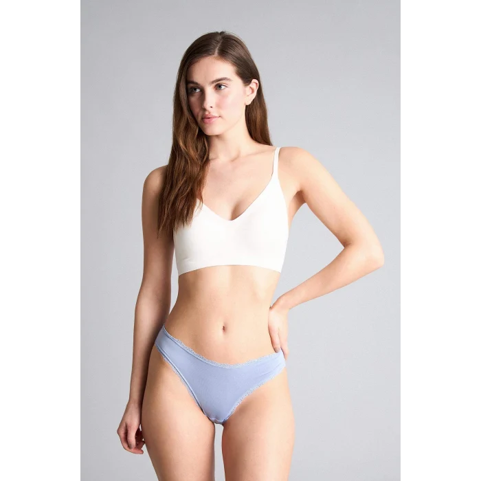 Defacto E4704AXBE570 Mavi Dantel Detaylı Micro 3lü Brazilian Külot