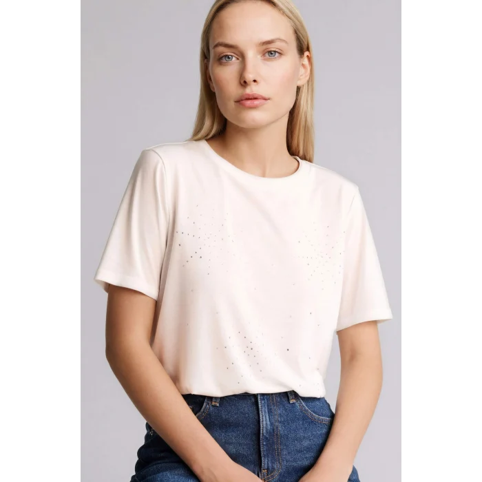 Defacto H1457AXER105 Ekru Regular Fıt Bisiklet Yaka Kısa Kollu Tişört