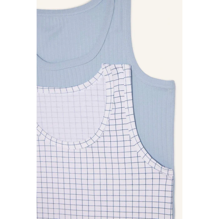 Defacto G8555A8BE789 Mavi 2li Atlet Erkek Çocuk