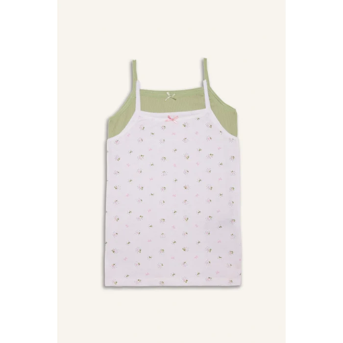 Defacto G8645A8WT34 Beyaz Çiçekli 2li Atlet Kız Çocuk