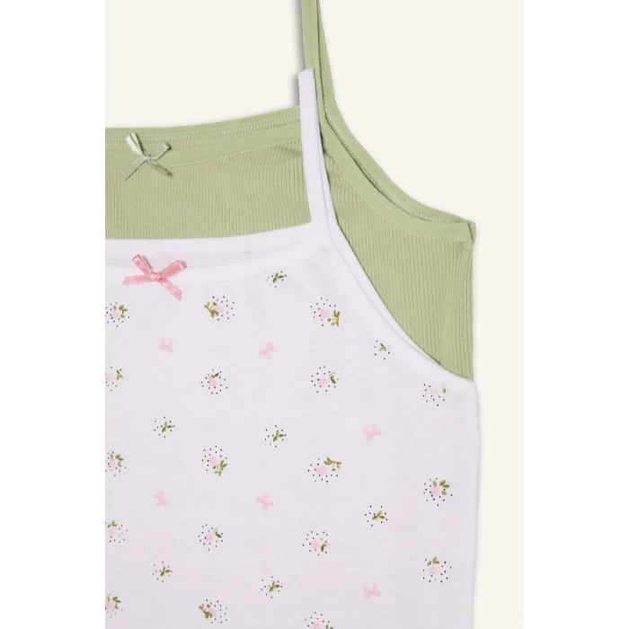 Defacto G8645A8WT34 Beyaz Çiçekli 2li Atlet Kız Çocuk