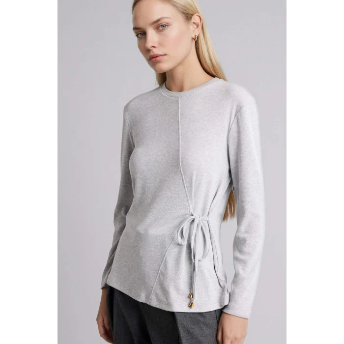 Defacto H1204AXGR210 Gri Relax Fıt Bağlamalı Tişört