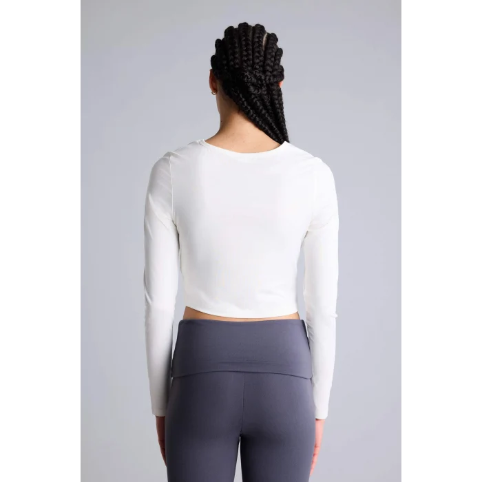 Defacto H5167AXER118 Ekru Uzun Kollu Tişört