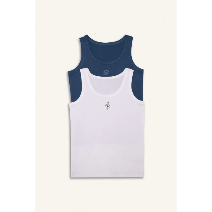 Defacto H0700A8IN103 İndigo Uzay Baskılı 2li Atlet Erkek Çocuk