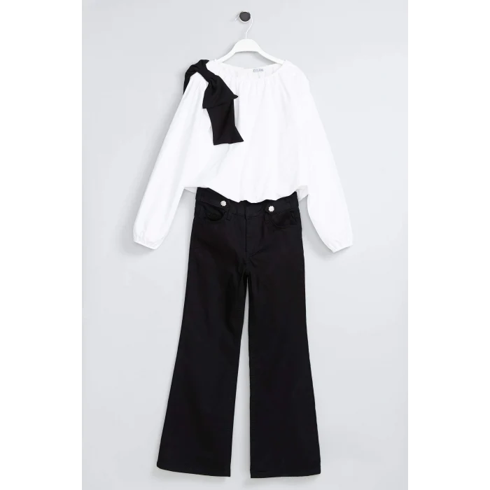 Defacto G7577A8WT34 Beyaz Poplin Gömlek Kız Çocuk