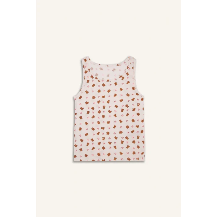 Defacto G8640A8ER98 Ekru Ayı Baskılı 2li Atlet Kız Çocuk