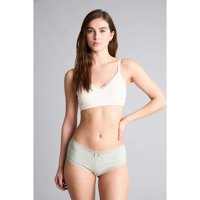 Defacto F0236AXGN1169 Yeşil Dantel Detaylı Micro 2li Hipster Külot