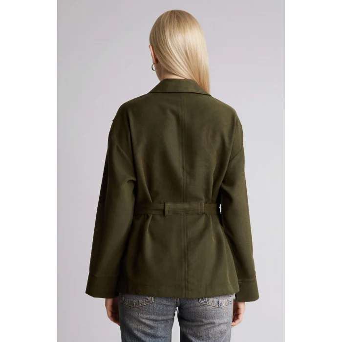 Defacto G9137AXKH211 Haki Relax Fıt Gömlek Yaka Uzun Kollu Gömlek