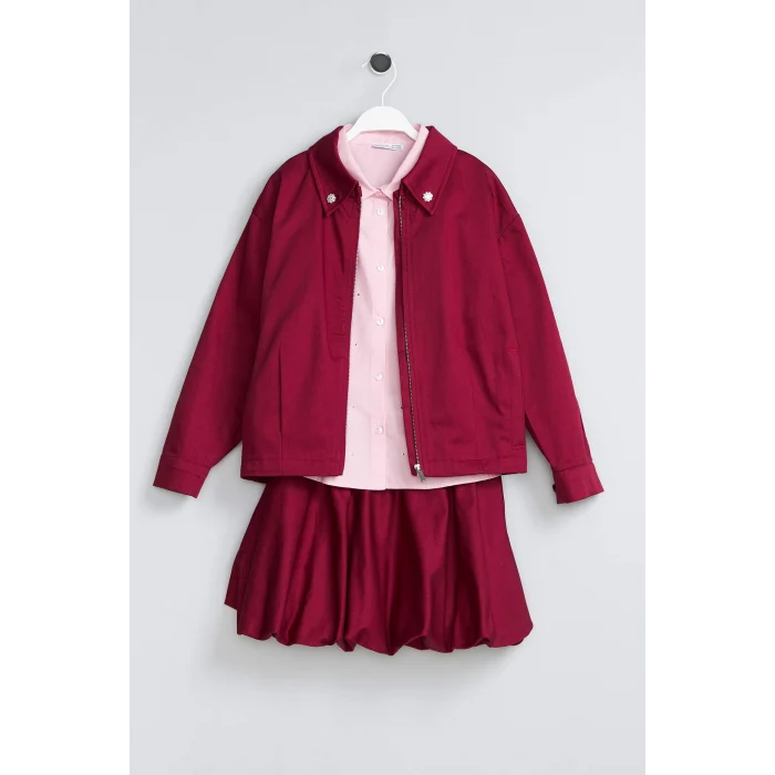 Defacto G7083A8BR506 Bordo Balon Etek Kız Çocuk