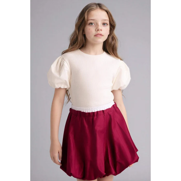 Defacto G7083A8BR506 Bordo Balon Etek Kız Çocuk