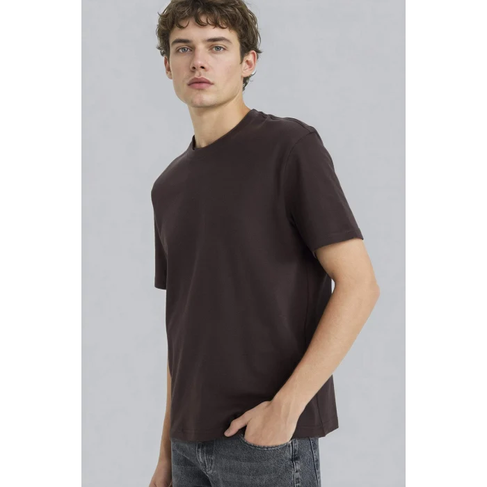 Defacto E7961AXBN192 Kahve REGULAR FIT %100 Pamuk Basic Tişört