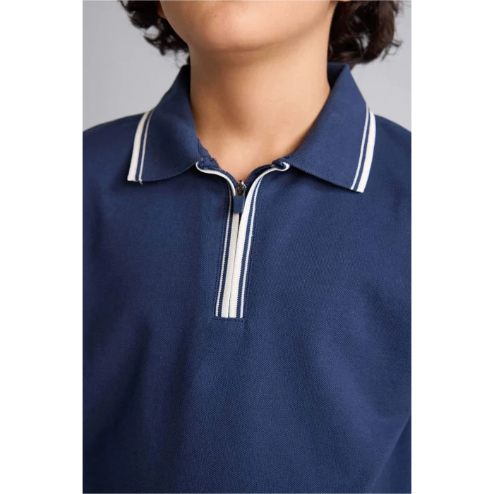 Defacto D9253A8NV241 Lacivert Regular Fıt Polo Yaka Pike Kısa Kollu Polo Tişört Erkek Çocuk