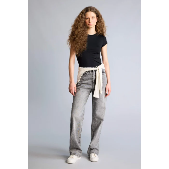 Defacto H6241AXBN1 Kahve Fıtted Basıc Tişört