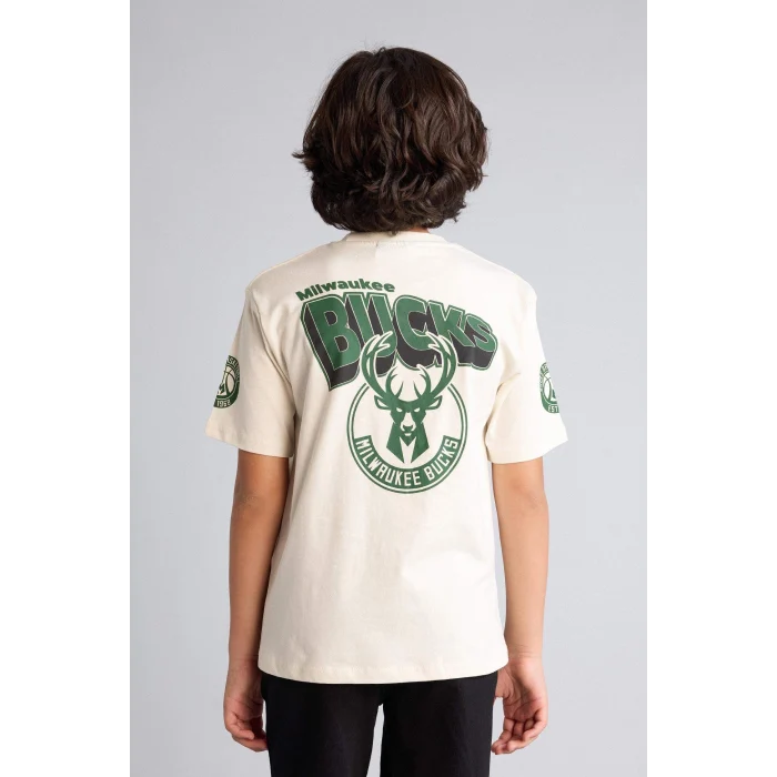 Defacto G7618A8ER117 Ekru NBA Mılwaukee Bucks Tişört Erkek Çocuk