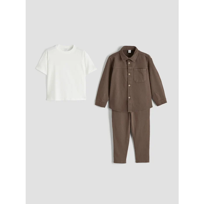 LCW Kids Kahverengi Erkek Çocuk Takım 3lü