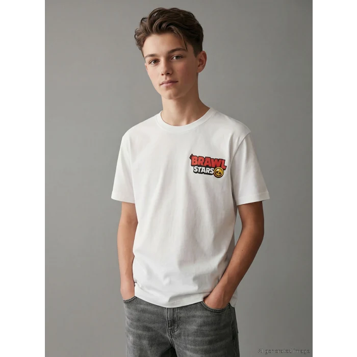 LCW Kids Ekru Brawl Stars Baskılı Erkek Çocuk Tişört