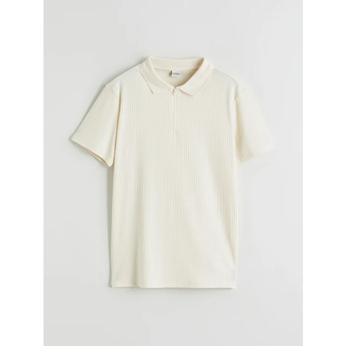 LCW Kids Bej Polo Yaka Erkek Çocuk Tişört