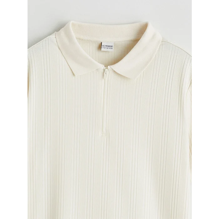 LCW Kids Bej Polo Yaka Erkek Çocuk Tişört