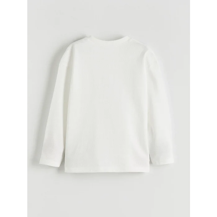 LCW Kids Ekru Bisiklet Yaka Erkek Çocuk Tişört