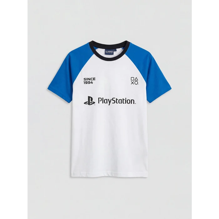 LCW Kids Beyaz Bisiklet Yaka PlayStation Baskılı Erkek Çocuk Tişört