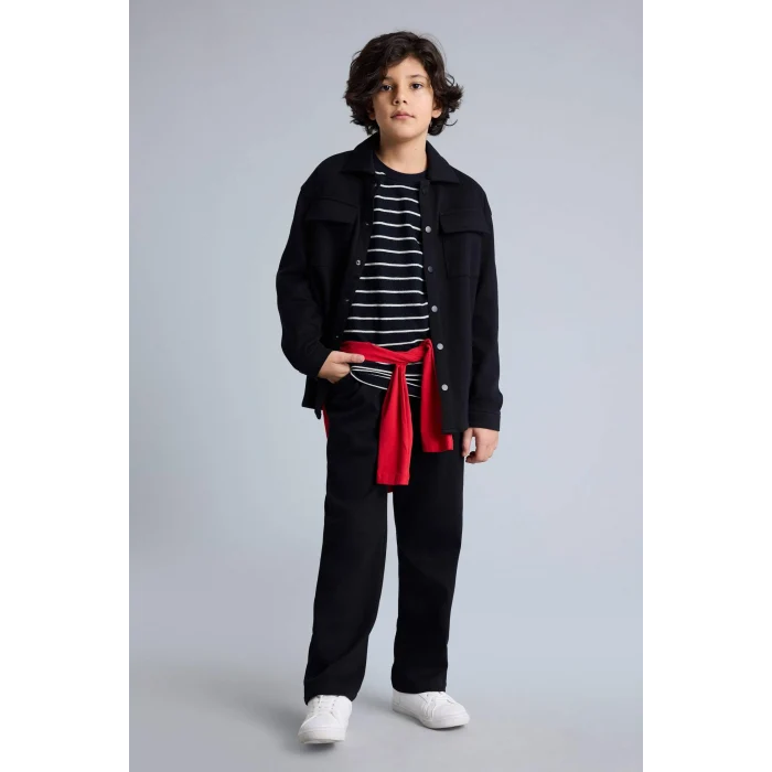 Defacto G4035A8BK81 Siyah Düz Paça Pantolon Erkek Çocuk