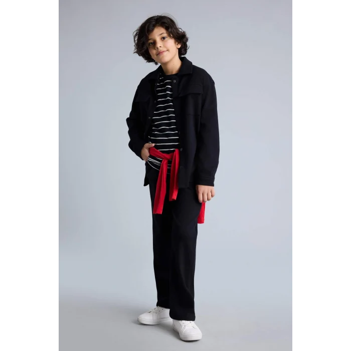 Defacto G4035A8BK81 Siyah Düz Paça Pantolon Erkek Çocuk