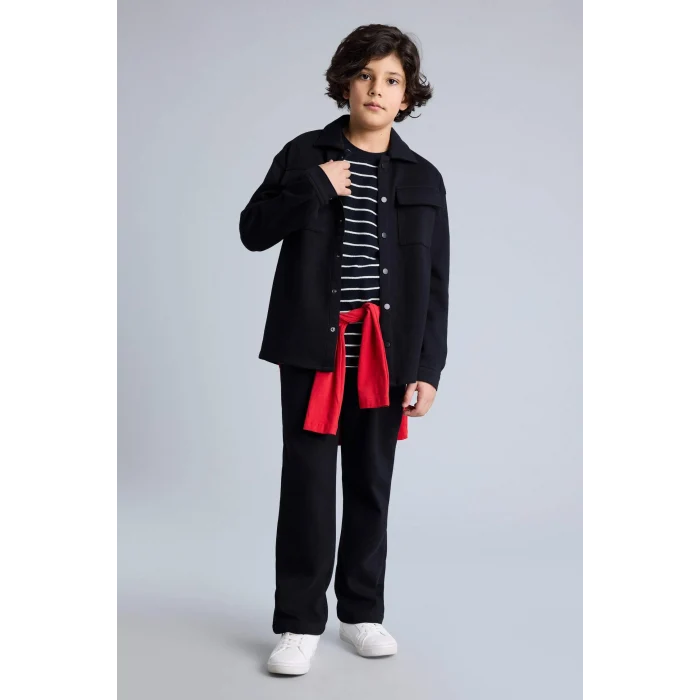 Defacto G4690A8BK81 Siyah Oversıze Gömlek Erkek Çocuk