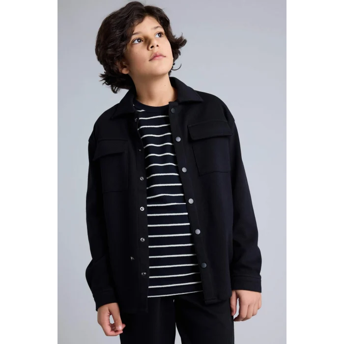 Defacto G4690A8BK81 Siyah Oversıze Gömlek Erkek Çocuk