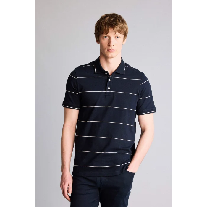 Defacto G2606AXNV64 Lacivert Çizgili Polo Tişört