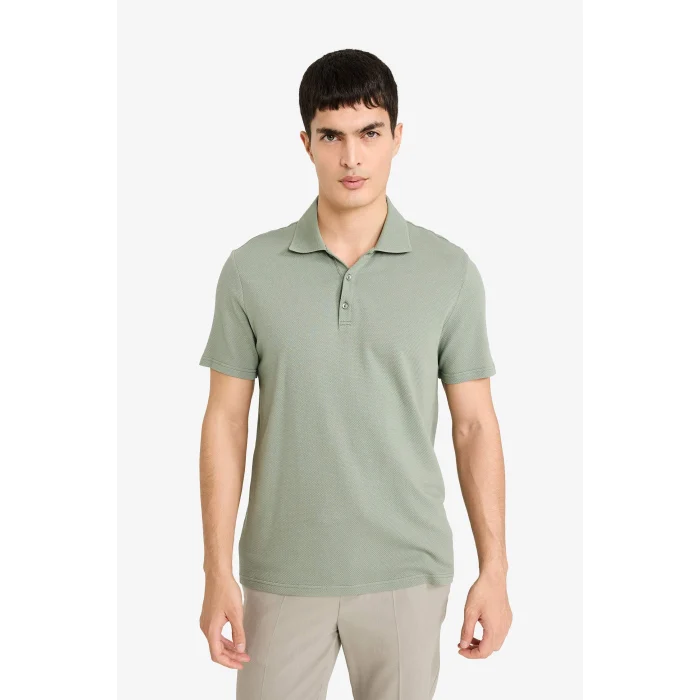 Defacto M6609AZGN460 Yeşil Slım Fıt Polo Yaka Kısa Kollu Polo Tişört