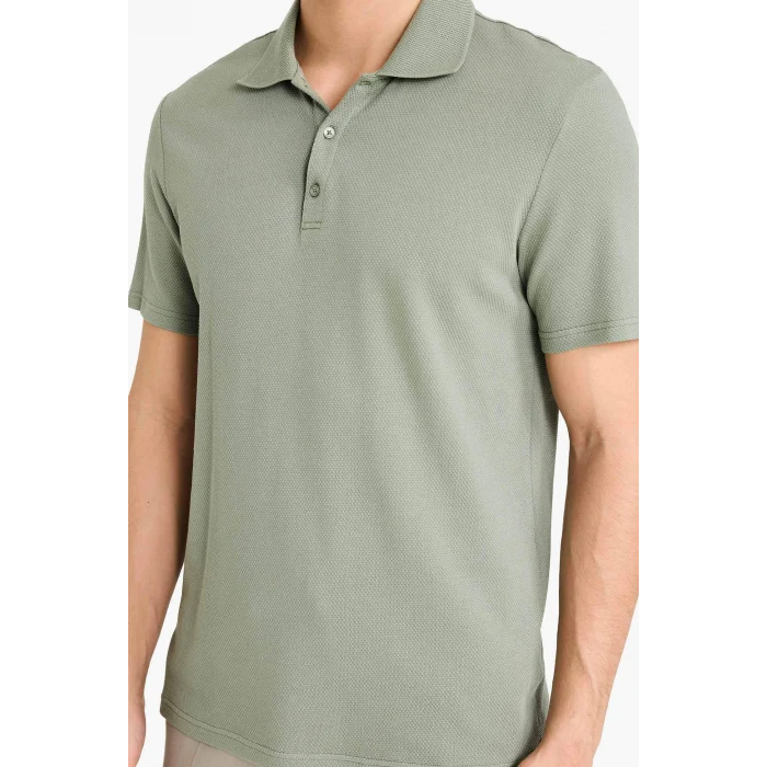 Defacto M6609AZGN460 Yeşil Slım Fıt Polo Yaka Kısa Kollu Polo Tişört