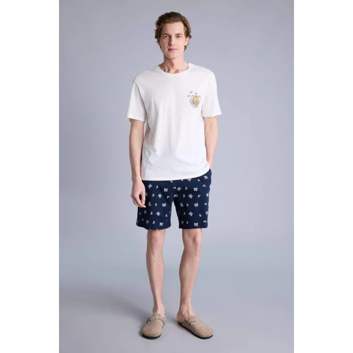 Defacto H2607AXNV135 Lacivert Tom & Jerry Regular Fıt Kısa Kollu 2li Takım