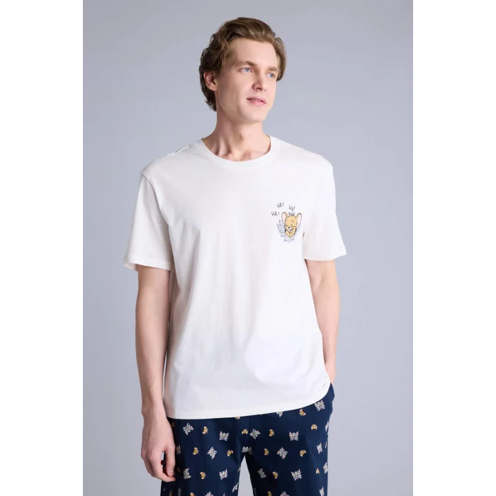 Defacto H2607AXNV135 Lacivert Tom & Jerry Regular Fıt Kısa Kollu 2li Takım