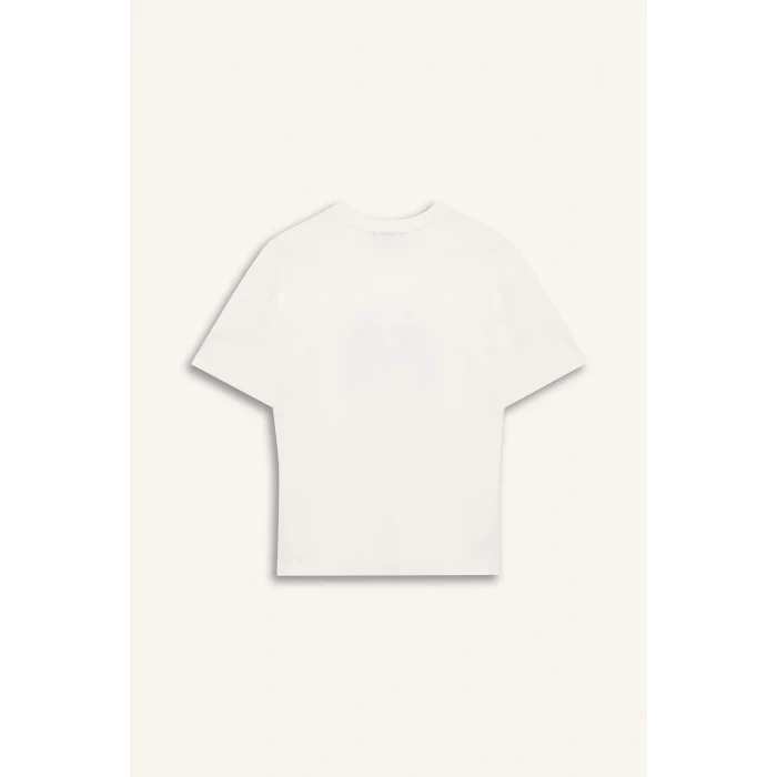 Defacto G0714AXER105 Ekru NBA Wordmark Relax Fıt Kısa Kollu Tişört