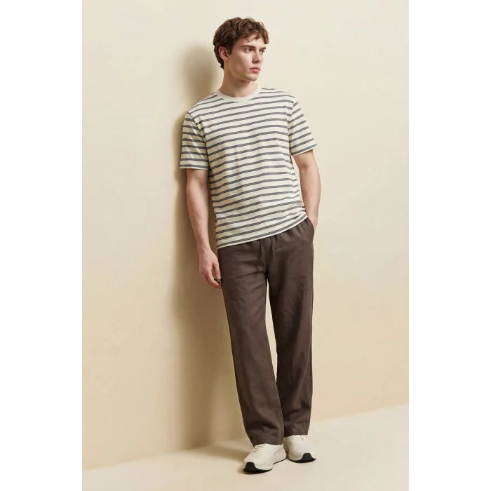 Defacto F9674AXER100 Ekru REGULAR FIT %100 Pamuk Tişört