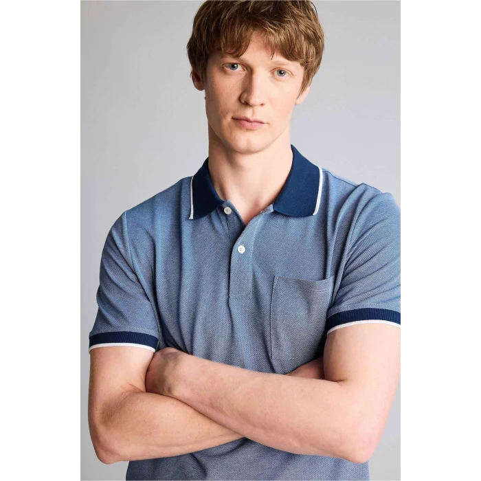 Defacto G2609AXIN272 İndigo Kısa Kollu Polo Tişört