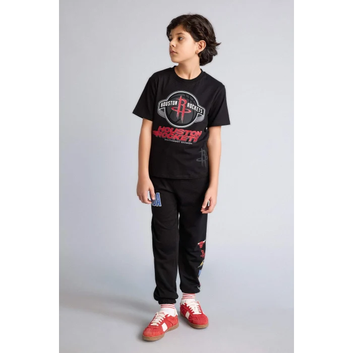 Defacto G7619A8BK81 Siyah NBA Houston Rockets Tişört Erkek Çocuk