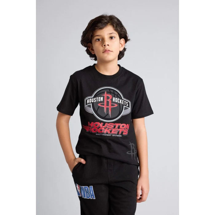 Defacto G7619A8BK81 Siyah NBA Houston Rockets Tişört Erkek Çocuk