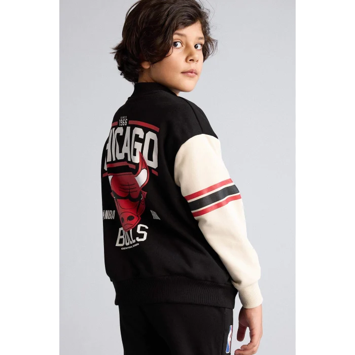 Defacto G7617A8BK81 Siyah NBA Chıcago Bulls Bomber Hırka Erkek Çocuk
