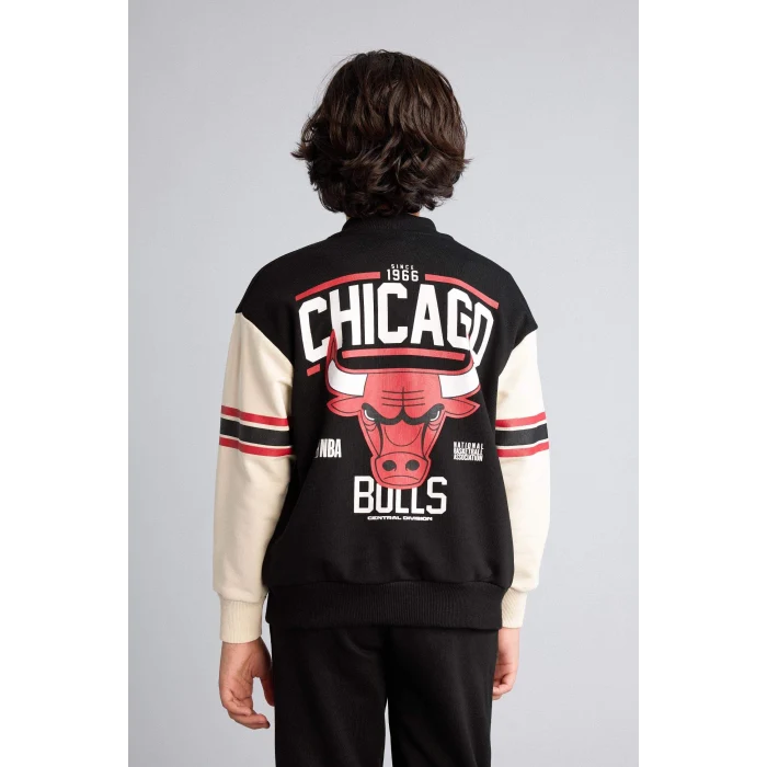 Defacto G7617A8BK81 Siyah NBA Chıcago Bulls Bomber Hırka Erkek Çocuk