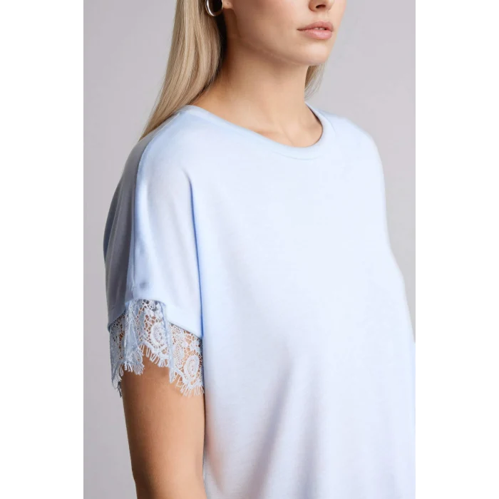 Defacto H0576AXBE196 Mavi Bisiklet Yaka Kısa Kollu Tişört